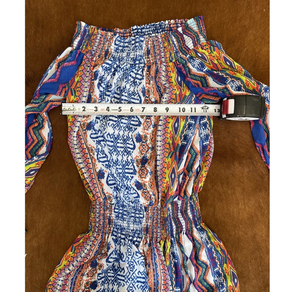Ramy Brook Printed Off-Shoulder Smocked Waist Romper Dress XS - Picture 4 of 8